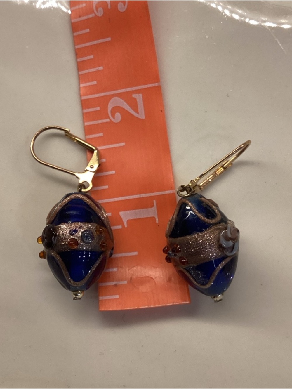 Vintage art glass earrings dangling possibly murano